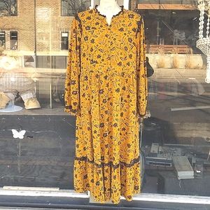 Long sleeve hippie boho maxi dress